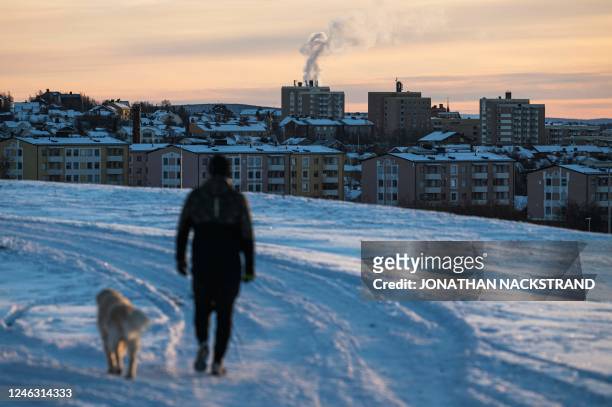 The old city centre of Sweden's northern town, Kiruna, situated in the northernmost province, Lapland, is pictrured on November 22, 2022. The town of...