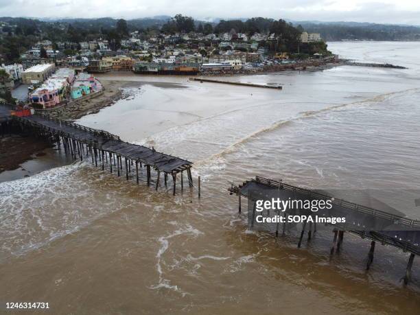 Wharf in Capitola was broke during the storm. Powerful storm systems have slammed California since December 2022, with thousands of people impacted...
