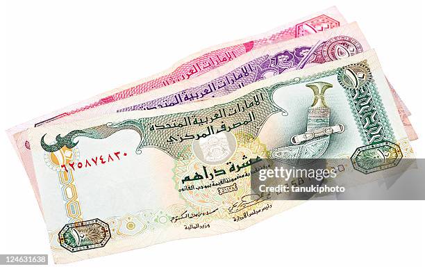 uae banknotes - dirham stock pictures, royalty-free photos & images