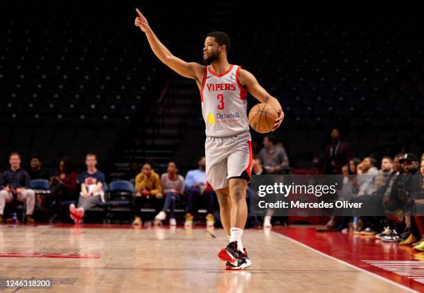 January 17: Cassius Stanley of the Rio Grande Valley Vipers signals in the second quarter against the Birmingham Squadron at Legacy Arena in...