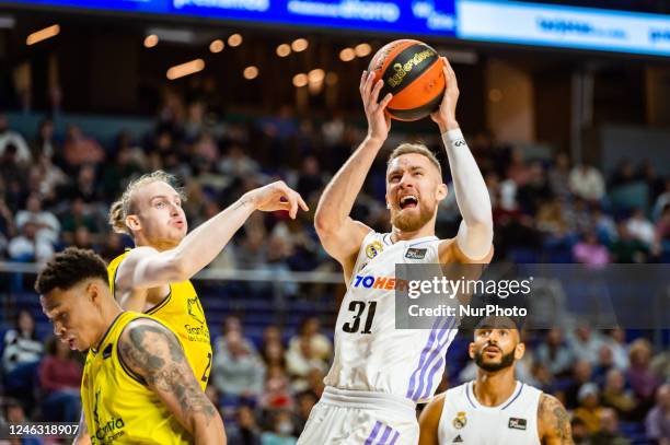 Dzanan Musa in action during the basketball match between Real Madrid and Gran Canaria valid for the matchday 15 of the spanish basketball league...