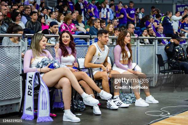 Real Madrid cheerleaders during the basketball match between Real Madrid and Gran Canaria valid for the matchday 15 of the spanish basketball league...