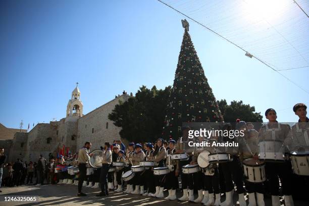 Armenian Orthodox arrive to the Church of Nativity, where it is believed that Jesus was born, in the West Bank city of Bethlehem to celebrate...