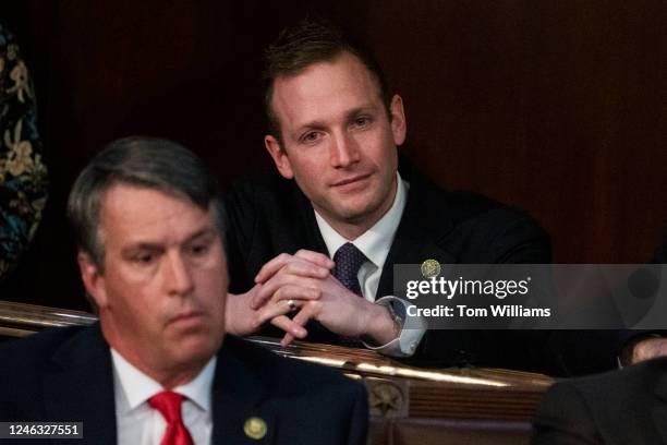 Rep.-elect Max Miller, R-Ohio, is seen on the House floor during a vote in which House Republican Leader Kevin McCarthy, R-Calif., did not receive...