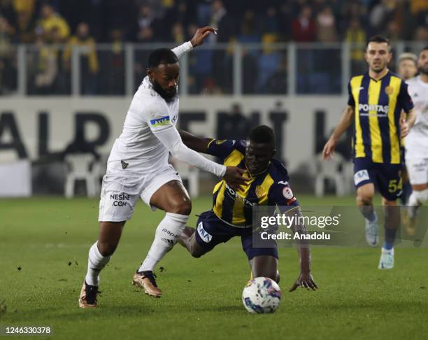 Arthur Masuaku of Besiktas in action against Lamine Diack of MKE Ankaragucu during the Ziraat Turkish Cup round 16 match between MKE Ankaragucu and...