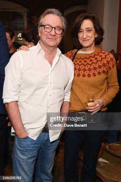 Neil Pearson and Haydn Gwynne attend the press night performance of "Alex Edelman: Just For Us" at The Menier Chocolate Factory on January 18, 2023...