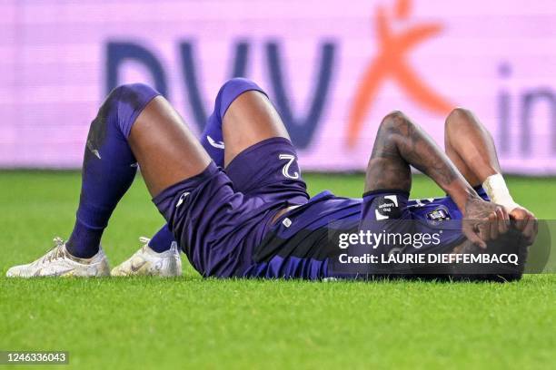 Anderlecht's Amir Murillo looks dejected after losing a soccer match between RSCA Anderlecht and SV Zulte Waregem, Wednesday 18 January 2023 in...