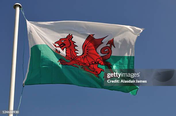 welsh flag - welsh flag stock pictures, royalty-free photos & images