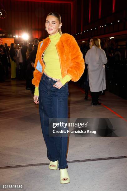 Stefanie Giesinger attends the Marc Cain Fashion Show Fall/Winter 2023 at Tempelhof Airport on January 18, 2023 in Berlin, Germany.
