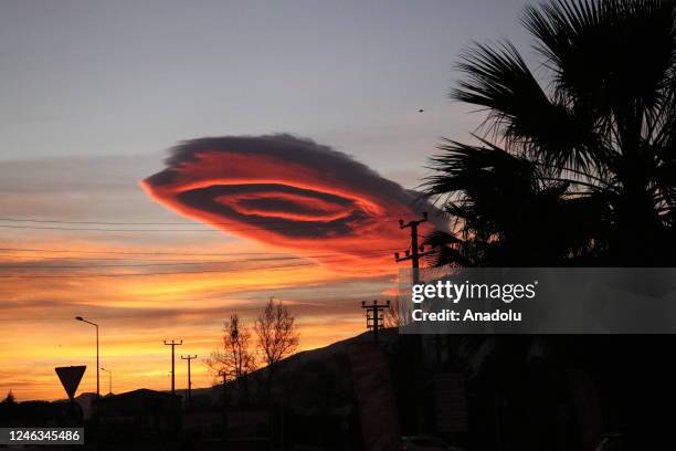 Lenticular clouds appear over Turkiye's Bursa province on January 19, 2023.