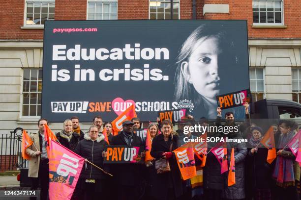 Mary Bousted , joint general secretary of the National Education Union, launches the 'Pay Up, Save Our Schools' national advertising campaign in...