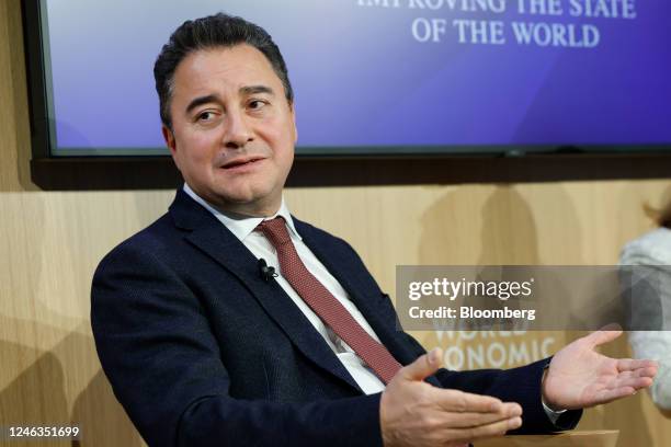 Ali Babacan, leader of the Turkish Democracy and Progress party, during a panel session on day three of the World Economic Forum in Davos,...