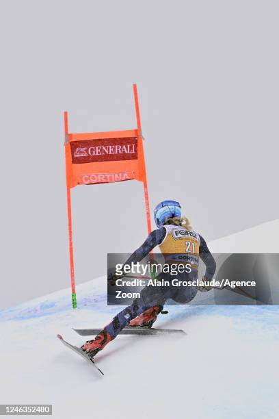 Mikaela Shiffrin of Team United States takes 4th place during the FIS Alpine Ski World Cup Women's Downhill Training on January 19, 2023 in Cortina...