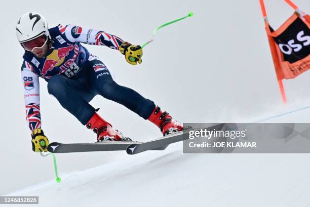 Britain's Roy-Alexander Steudle races during a training run of the men's downhill competition of the FIS Ski World Cup in Kitzbuehel, Austria, on...