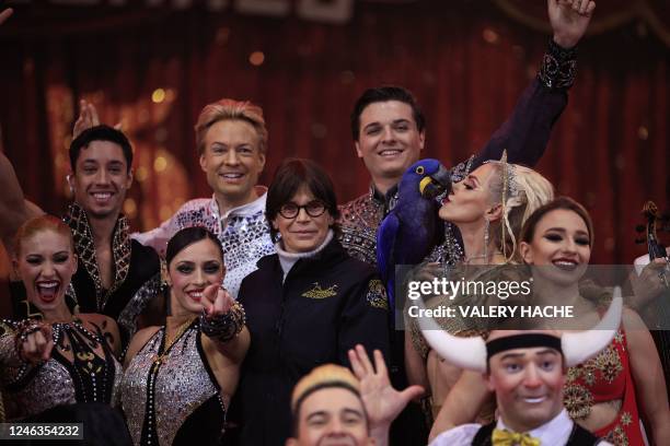 Princess Stephanie of Monaco poses with artists during a photocall for the opening of the 45th Monte-Carlo International Circus Festival in Monaco on...