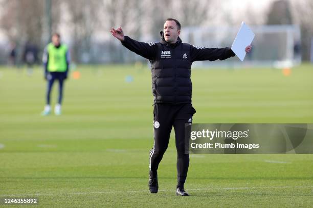 Chris Davies assistant manager during the Leicester City training session at Leicester City Training Ground, Seagrave on January 18, 2023 in...