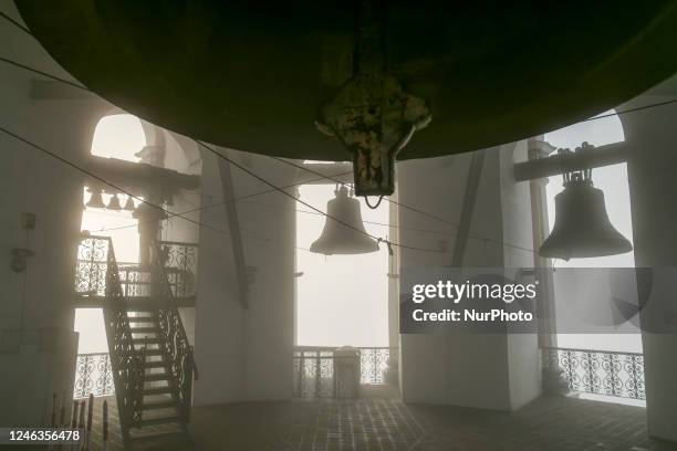 Bells at the bell tower of Pechersk Lavra in Kyiv, Ukraine January 19, 2023