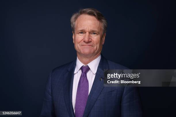 Brian Moynihan, chief executive officer of Bank of America Corp., following a Bloomberg Television interview on day three of the World Economic Forum...
