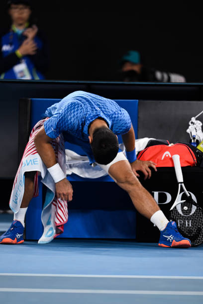 Novak Djokovic during his second round match at the Australian Open grand slam tennis tournament at Melbourne Park in Melbourne, Australia on January...