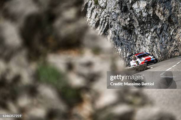 Elfyn Evans of Great Britain and Scott Martin of Great Britain are competing with their Toyota Gazoo Racing WRT Toyota GR Yaris Rally1 Hybrid during...