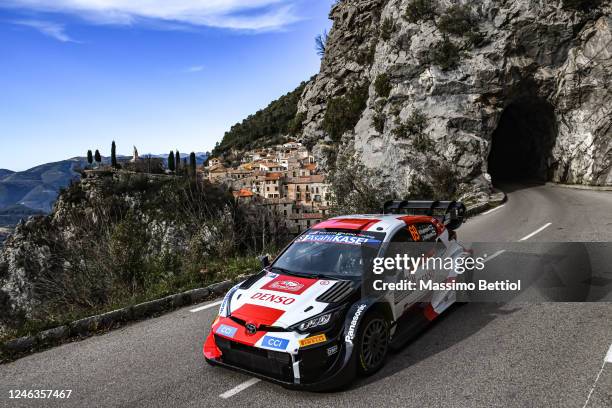 Kalle Rovanpera of Finland and Jonne Halttunen of Finland are competing with their Toyota Gazoo Racing WRT Toyota GR Yaris Rally1 Hybrid during Day...