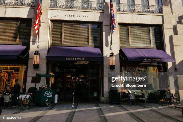 Customers at the terrace tables of the Ralph Lauren Corp. Store on New Bond Street in London, UK, on Thursday, Jan. 19, 2023. The Office for National...