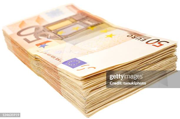 banknotes of 50 euro - bundle stock pictures, royalty-free photos & images