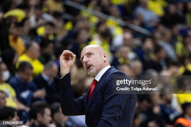 Sasa Obradovic, Head Coach of AS Monaco in action during the 2022-23 Turkish Airlines EuroLeague Regular Season Round 19 game between Fenerbahce Beko...