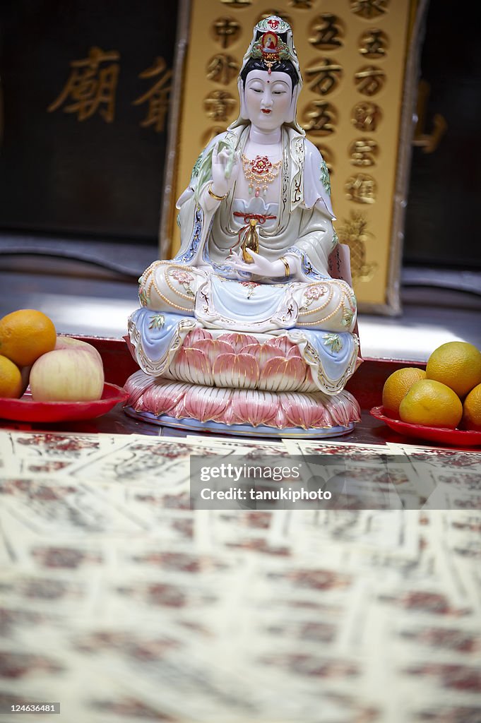 Guan Yin Statue with Ghost Money