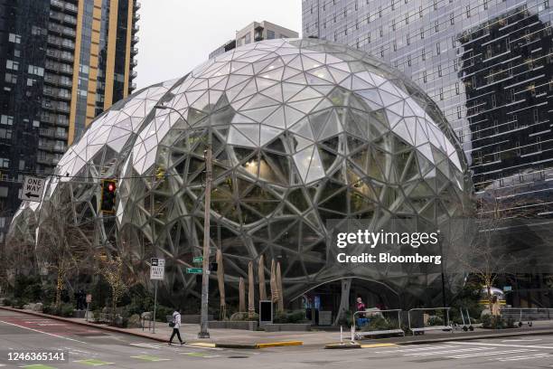 The Amazon Spheres, part of the Amazon headquarters campus, in the South Lake Union neighborhood of Seattle, Washington, U.S., on Thursday, Jan. 19,...