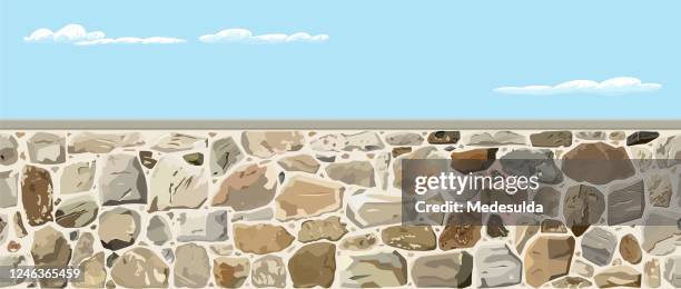 illustrazioni stock, clip art, cartoni animati e icone di tendenza di muro di pietra - muro di pietra