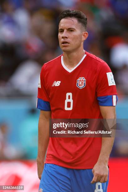 Bryan Oviedo of Costa Rica on the pitch during the FIFA World Cup Qatar 2022 Group E match between Japan and Costa Rica at Ahmad Bin Ali Stadium on...