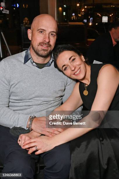 Jonathan Goodwin and Amanda Abbington attend the press night after party for "The Unfriend" at Wonderville on January 19, 2023 in London, England.