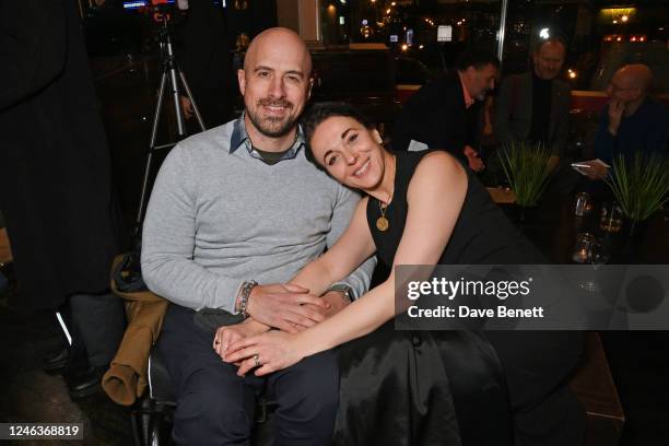 Jonathan Goodwin and Amanda Abbington attend the press night after party for "The Unfriend" at Wonderville on January 19, 2023 in London, England.