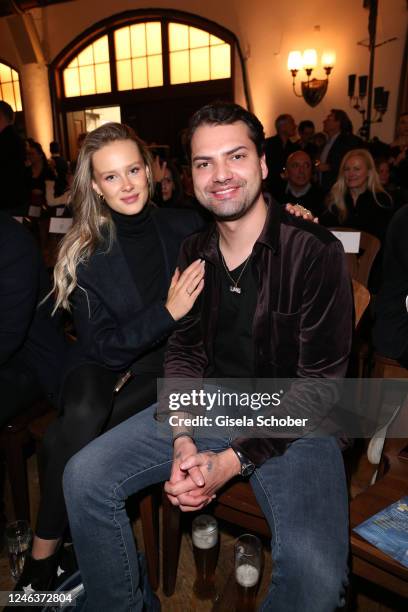 Laura Marie Geissler and Jimi Blue Ochsenknecht during the fashion show "BOGNER CELEBRATES MARIA 23" presenting the new Fall/Winter collection...