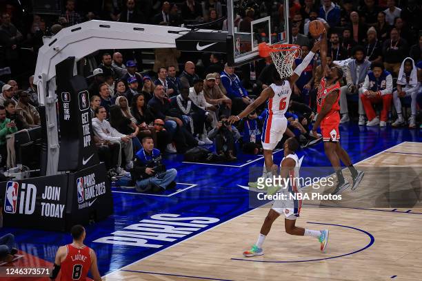 Patrick Williams of the Chicago Bulls dunks the ball against the Detroit Pistons as part of NBA Paris Games 2023 on January 19, 2023 at Accor Arena...