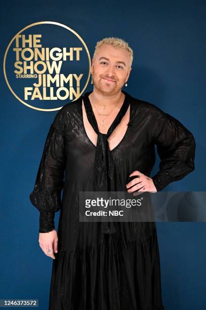 Episode 1781 -- Pictured: Singer-songwriter Sam Smith poses backstage on Thursday, January 19, 2023 --