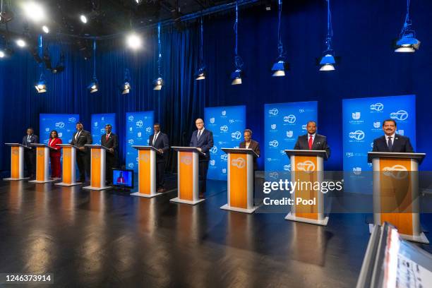 Mayoral candidates Ja'Mal Green, Sophia King, Kam Buckner, Wille Wilson, Brandon Johnson, Paul Vallas, Lori Lightfoot, Roderick Sawyer and Jesus Chuy...