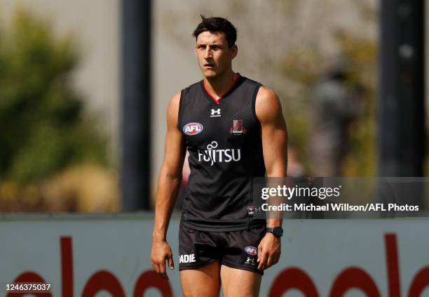 Sam Weideman of the Bombers walks laps during the Essendon Bombers training session at The Hangar on January 20, 2023 in Melbourne, Australia.