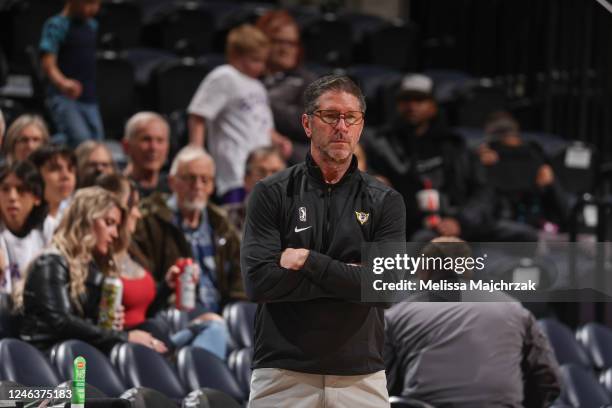 Salt Lake City, UT Tom Hankins Head Coach of the Fort Wayne Mad Ants looks on during the game against the Salt Lake City Stars at vivint.SmartHome...