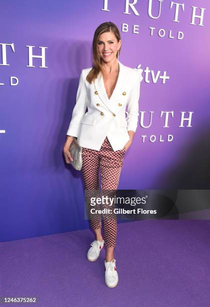 Tricia Helfer at the season 3 premiere of Apple's "Truth Be Told" held at Pacific Design Center on January 19, 2023 in West Hollywood, California.