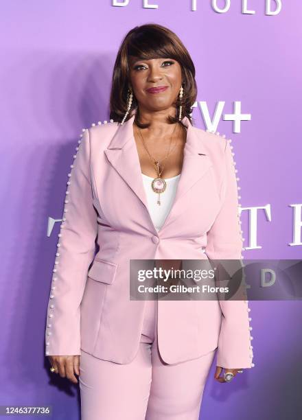 Nichelle Tramble Spellman at the season 3 premiere of Apple's "Truth Be Told" held at Pacific Design Center on January 19, 2023 in West Hollywood,...