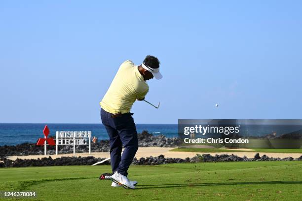 Thongchai Jaidee of Thailand tees off on the 17th hole during the first round of the PGA TOUR Champions Mitsubishi Electric Championship at Hualalai...