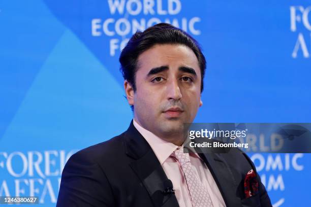 Bilawal Bhutto Zardari, Pakistan's foreign minister, during a panel session on the closing day of the World Economic Forum in Davos, Switzerland, on...