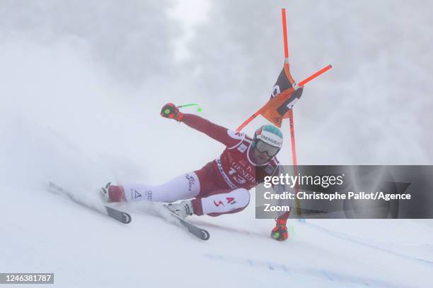 Vincent Kriechmayr of team Austria competes during the Audi FIS Alpine Ski World Cup Men's Downhill on January 20, 2023 in Kitzbuehel, Austria.