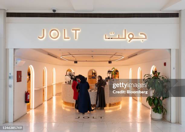 Customers wait at the counter of a cafe in the Al Faisaliyah Tower in the al-Olaya district of Riyadh, Saudi Arabia, on Thursday, Jan. 19, 2023....