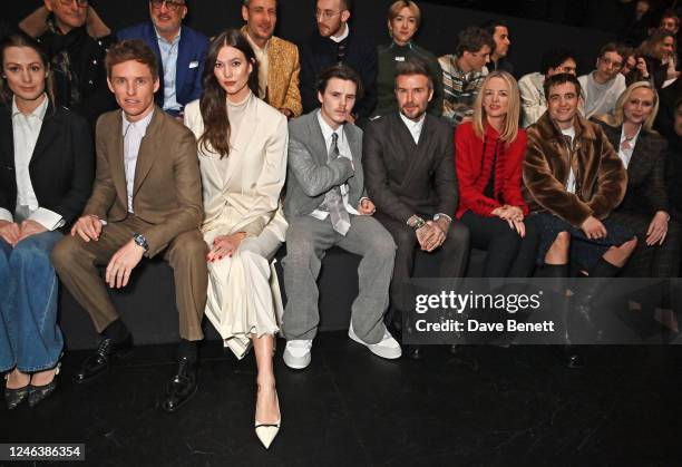 Hannah Redmayne, Eddie Redmayne, Karlie Kloss, Cruz Beckham, David Beckham, Delphine Arnault, Robert Pattinson and Gwendoline Christie attend the...