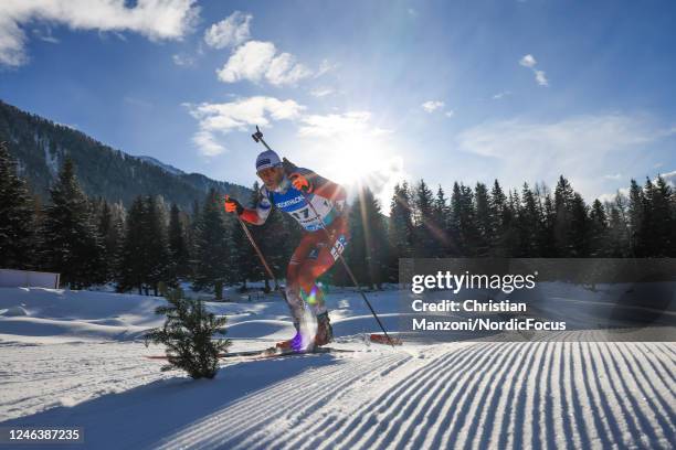 Simon Eder of Austria competes during the Mens 10 km Sprint at the BMW IBU World Cup Biathlon on January 20, 2023 in Antholz-Anterselva, Italy.