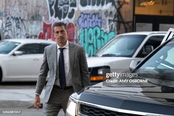 Alex Spiro, attorney for Elon Musk, arrives at the Phillip Burton Federal Building and US Courthouse in San Francisco, California, on January 20,...