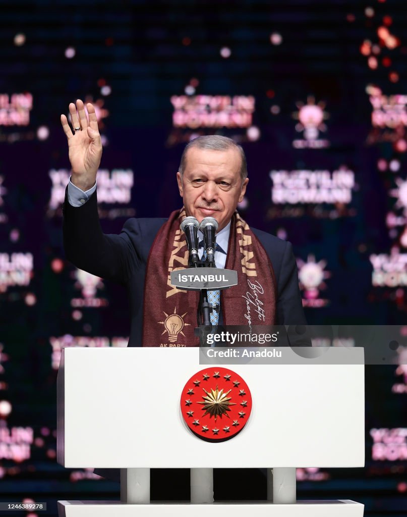 Tayyip President of Turkey Recep Tayyip Erdogan makes a speech during his ...